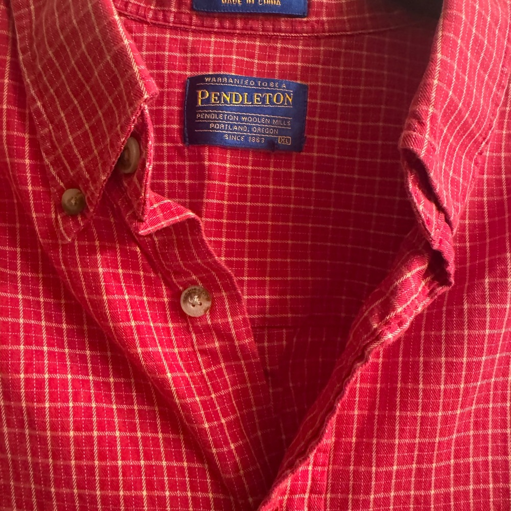 Pendleton Red Checkered Button Down Shirt - image 4